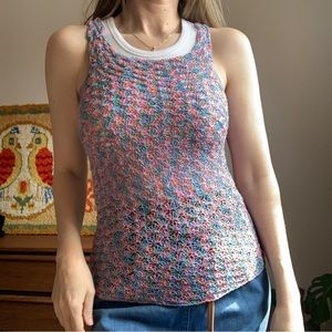 Handmade Pastel Metallic Knit Tank Size Small